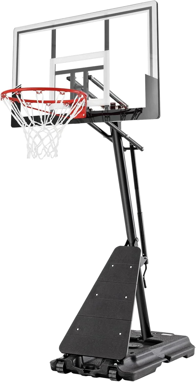 Basketball Hoop 48 Inch Backboard Portable Basketball Hoop Outdoor,5.3-10ft Stepless Regulation Crank Adjust Basketball Goal System Y9020