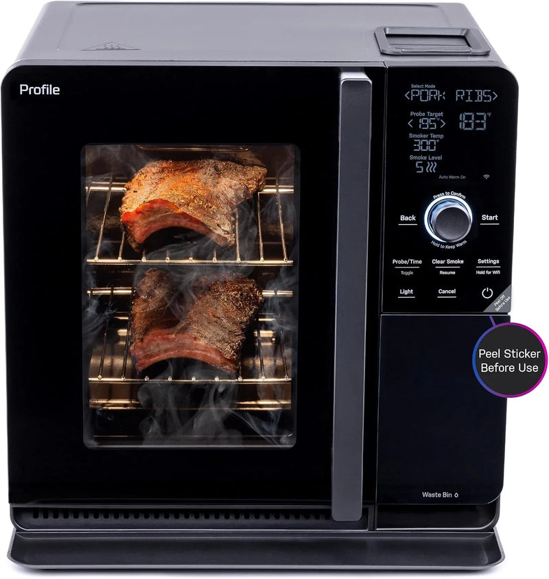 Smart Indoor Pellet Smoker, with Active Smoke Filtration, 5 Smoke Control Settings, WiFi Connected, Electric, Countertop BBQ Appliance, Black M0713