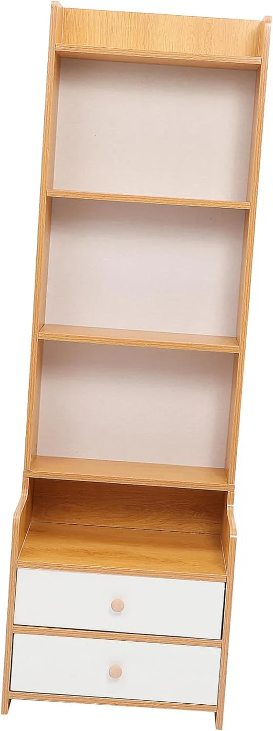 High platform bedside cabinet storage rack. Wooden bedside table with open shelves. Abundant storage space, simple design, suitable for bedroom furniture. Easy to assemble, with a rustic style and warm surface treatment. V9375