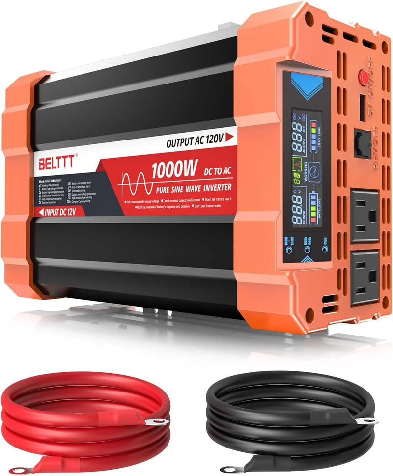 2000W Pure Sine Wave Inverter, Car Power Inverter 12V to 120V AC Converter for RV, Truck, Solar, Outdoor with Dual AC and 20A Socket, 5V 2.1A USB, Surge 4000W, Hardwire Port, Remote Controller L2311