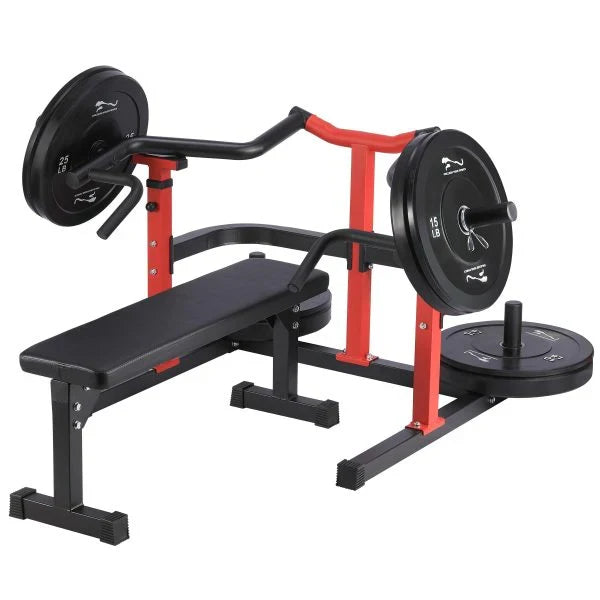 Chest Press Machine, 1050LBS Capacity, Independent Converging Arms, Weight Bench Press with Adjustable Flat Bench for Upper Body Workouts, Red J4236