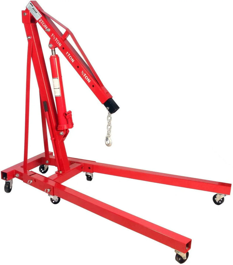 Dragway Tools 2 Ton Folding Hydraulic Engine Hoist Cherry Picker Shop Crane Hoist Lift with 6 Fully Rotating Caster Wheels G3703