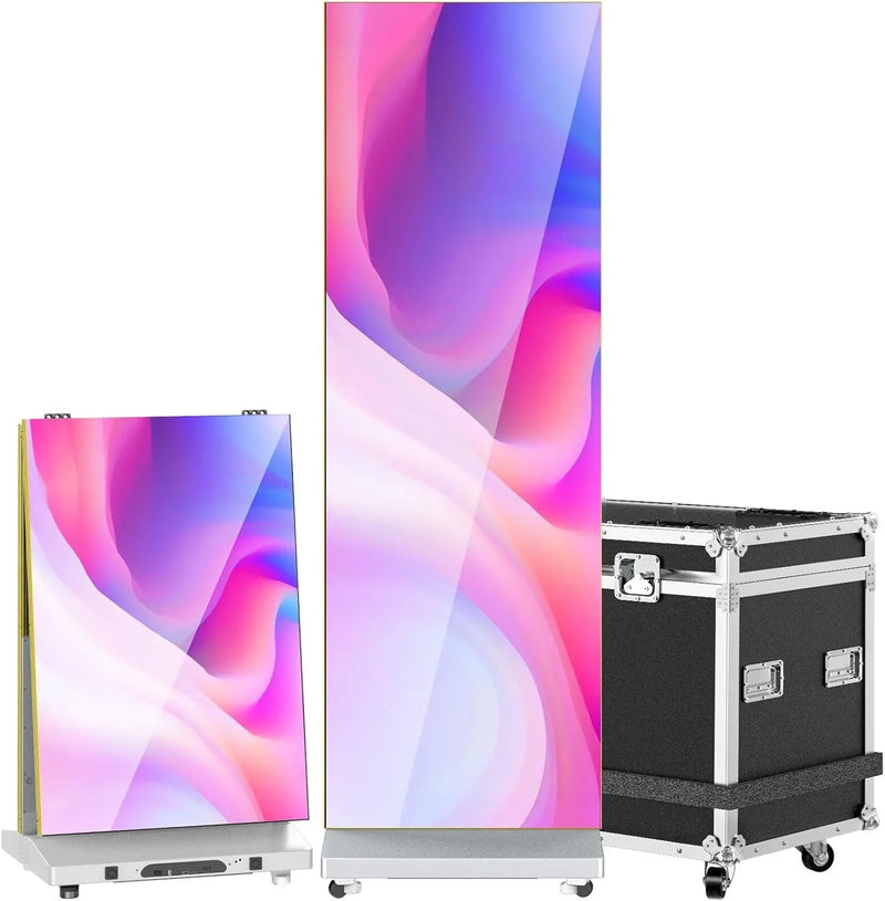 80" P1.86 Flexible Spliceable LED Poster Display – USB Plug-and-Play, Mobile & PC Remote Control, Digital Signage Advertising Screen (Silver, 1-Pack) R7827