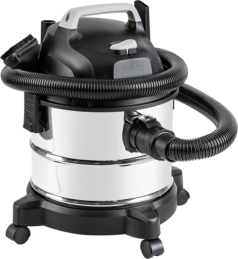 Basic type wet-dry dual-purpose vacuum cleaner, 4-gallon capacity for home use, 3 horsepower, stainless steel material, gray/black E8751