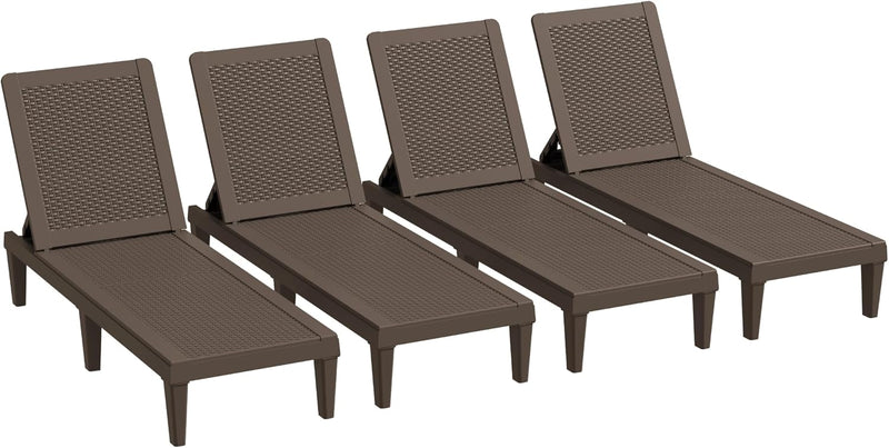 Outdoor Chaise Lounge Chair Set of 2 for Patio Poolside, Waterproof & Adjustable & Easy Assembly Sun Lounger for Outside Deck, Pool, Beach, Black U2225
