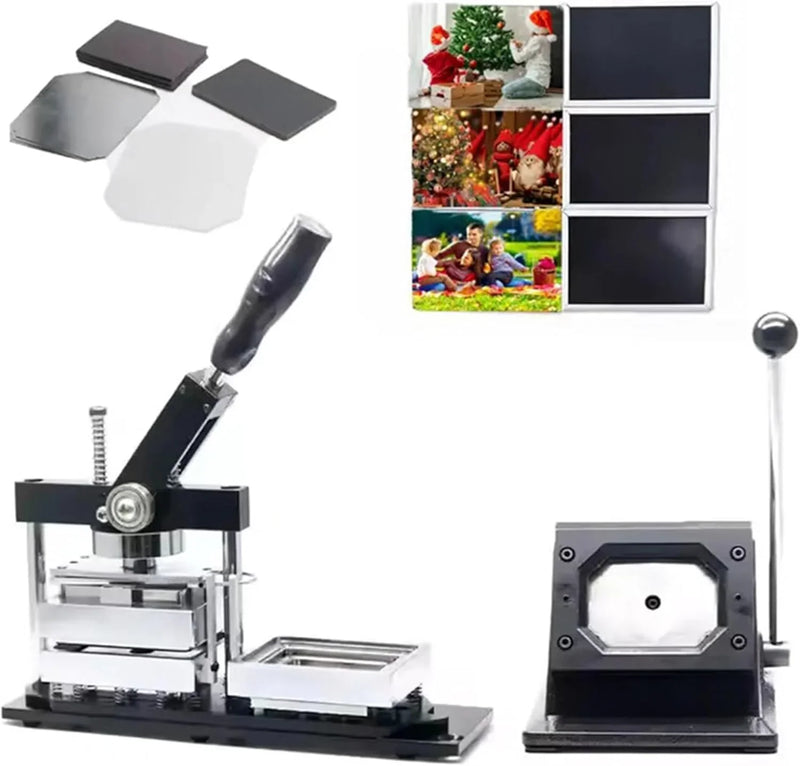 DIY Fridge Magnet Badge Maker Kit Button Badge Machine with Paper Cutter & 100pcs Components - Create Custom Photo Magnets, Badges & Stickers for Home, Office Or Gifts 80 * 53cm A5014