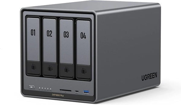 Four-slot desktop network storage device, equipped with Intel Pentium Gold 8505 octa-core processor, 8GB DDR5 memory, 128G solid-state drive, 1 10GbE network port, 1 2.5GbE network port, 2 M.2 NVMe slots, 4K HDMI interface, network storage device (wi O618