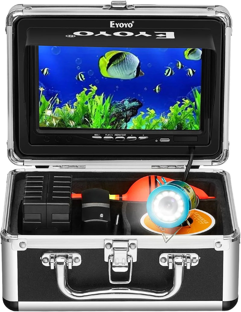 Underwater fishing photography and videography camera, underwater fish detector, fishing photography and videography camera on land/water/river/ice surface, 1000TVL resolution, 7-inch display screen, built-in 12 white lights, 15-meter long cable U9351