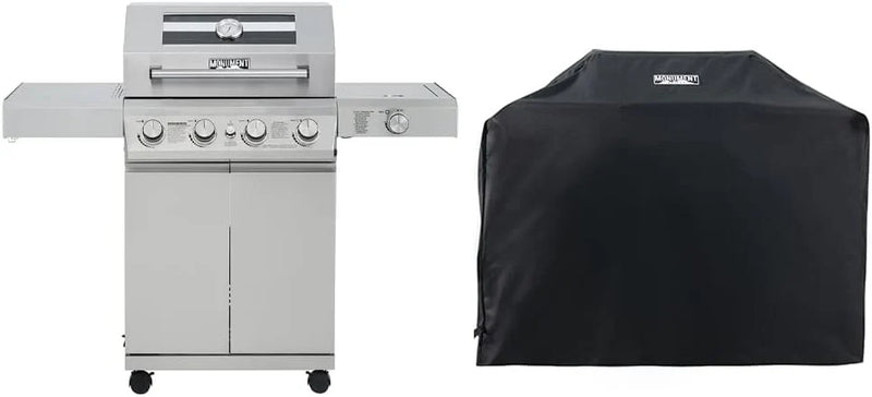 Larger 4-Burner Propane Gas Grills bbq Stainless Steel Heavy-Duty Cabinet Style with Knob Controls Side Burner Mesa 400m X7429