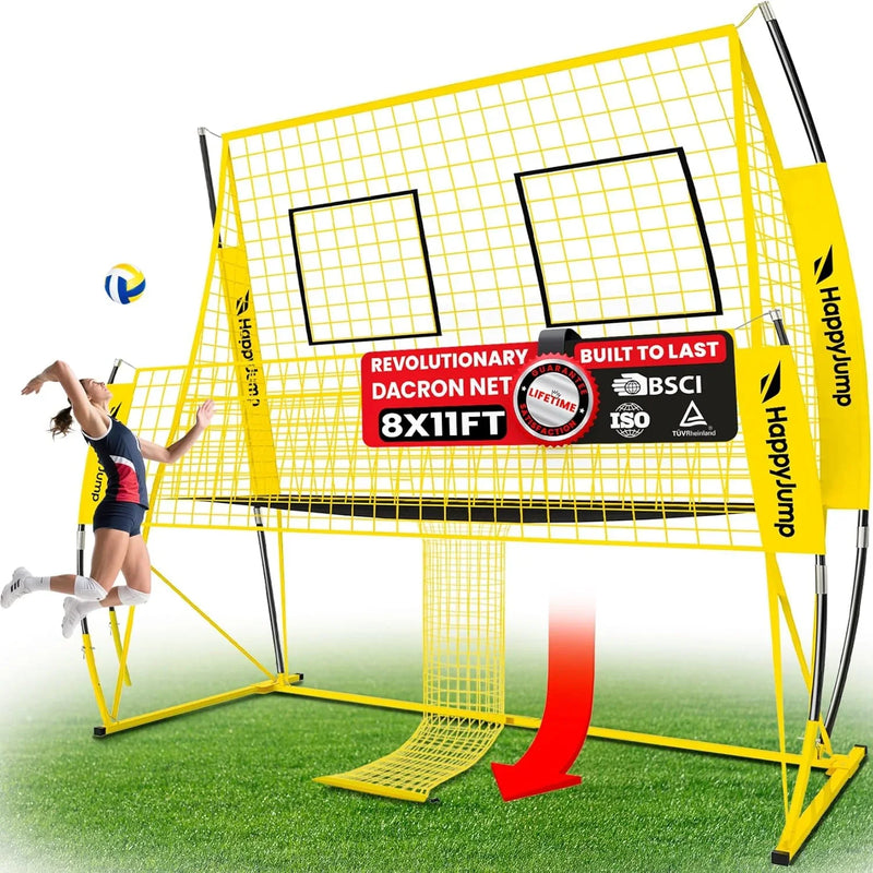 Adjustable volleyball training net equipment system (8x11 feet), suitable for adult outdoor or indoor volleyball practice, equipped with volleyball. U8011