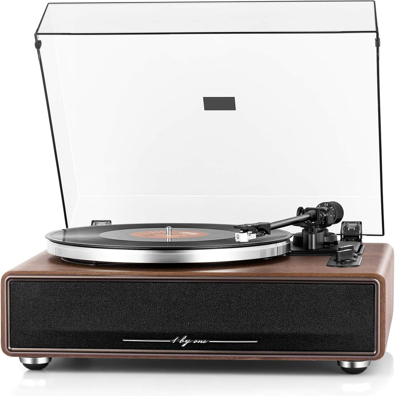 High Fidelity Belt Drive Turntable with Built-in Speakers, Vinyl Record Player with Magnetic Cartridge, Wireless Playback and Aux-in Functionality, Auto Off O7688