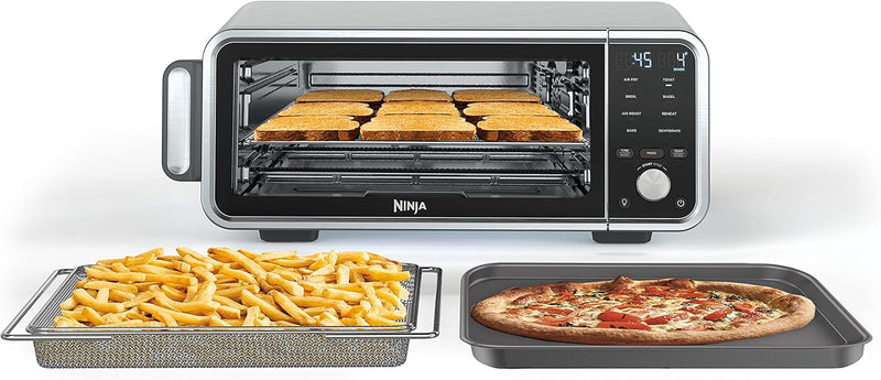 Toaster oven, air fryer, thermometer, toaster-air fryer combo, stainless steel material, quick cooking, french fries, frozen food, air frying, dehydrating, heating, 13 functions, less oil usage, flip-type oven H2654