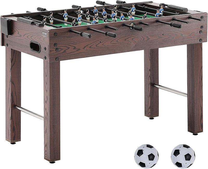 Foldable flyball table, standard size (42/48/55 inches), brown, made of plastic, metal and wood, suitable for two people to play flyball games, suitable for game room. J9657