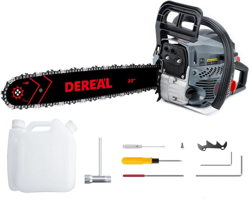 20 Inch 62CC Gas Powered Chainsaw 3.4HP 2 Stroke Engine Gas Power Chain Saw for Cutting Wood Outdoor Garden Farm Home X1169