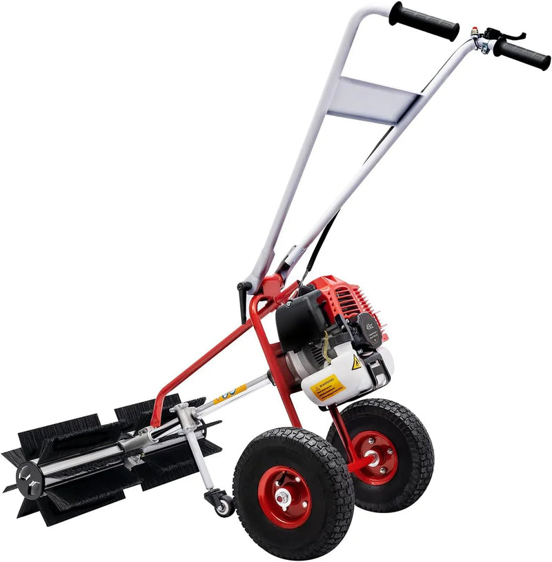 43cc 1.7HP Gas Powered Broom, 2 Stroke Power Sweeper Handheld Gasoline Power Broom Sweeping Machine for Garden Lawn Yard Sidewalk Driveway Turf Grass Cleaning, 600mm Nylon Brush Sweeping broom F5586
