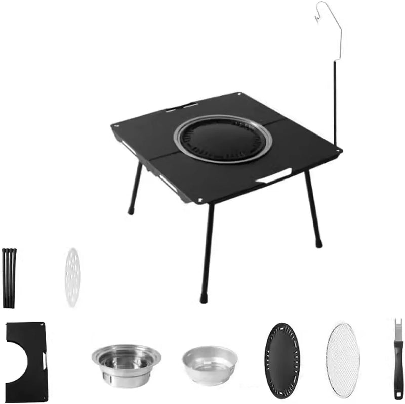 Outdoor Grill Table Foldable, Easy to Carry Can Hang Items Multi-Purpose, Aluminum Alloy, Portable Camping Table Foldable, for Picnic, BBQ, Making Tea F8570