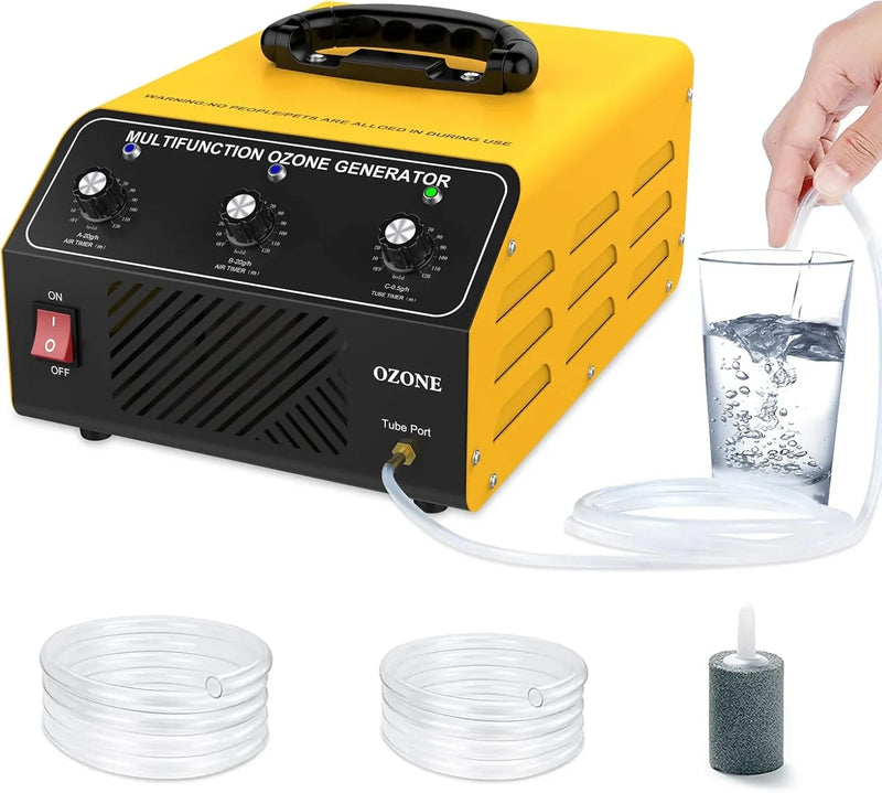 Ozone Generator 40,000 mg/hour, Dual Mode, Professional O3 Odor Eliminator, Equipped with a booster pump, 20,000 mg, 20,000 mg and 500 mg three timing functions, applicable area 7000 square feet, highly suitable for home and car use. J9072