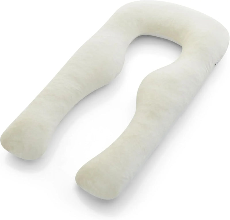 Body Pillow | Elegant U-shaped Pregnancy Pillow - Organic Bamboo Fiber Cotton - Crushed Cooling Gel Filling - Ergonomic Design - Dual-Sided Use - Washable M9183
