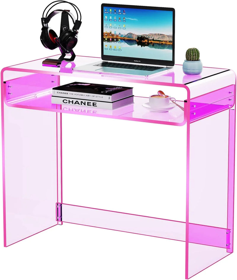 Acrylic Desk Laptop Workstation Study Table Home Office Console Table Entrance Tables Decor (Green) L2059