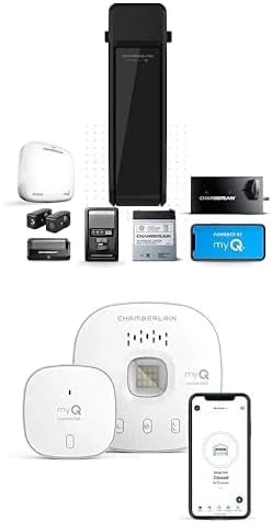Silent and quiet wall-mounted garage door opener with battery backup and LED lighting, weighing 36 pounds, in black color. F2248