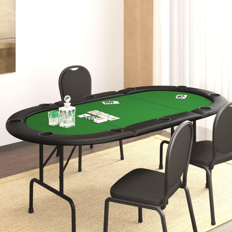 Poker and game table - 10-person foldable poker table - Green - 206x106x75 cm, 32 kg - Green O9040
