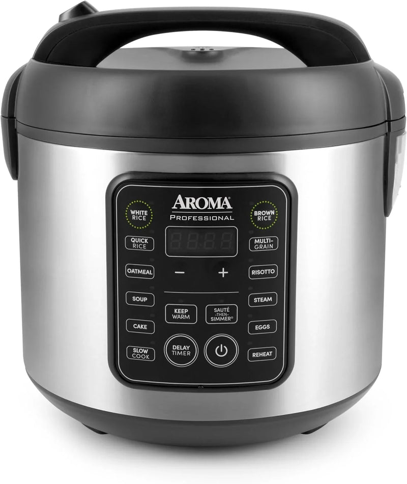 Digital rice cooker, 4 cup capacity (uncooked state) / 8 cup capacity (cooked state), steamer, multi-functional cooking pot, slow cooker, oatmeal pot, automatic insulation function, 2 gallons, stainless steel shell G5352