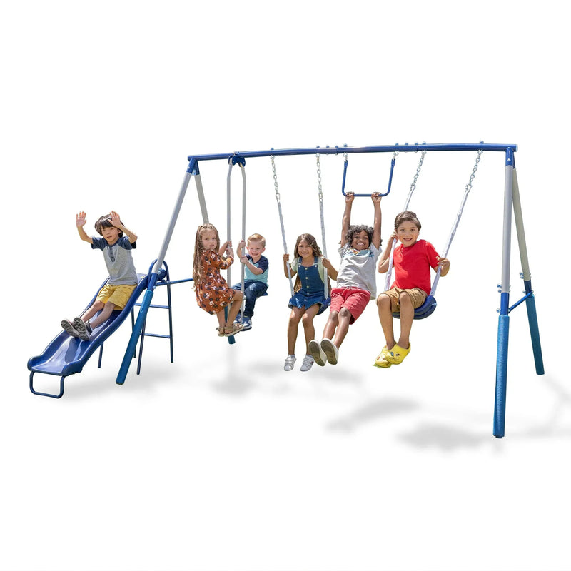 Swing Set, Outdoor Playset for Kids with Slide B9260