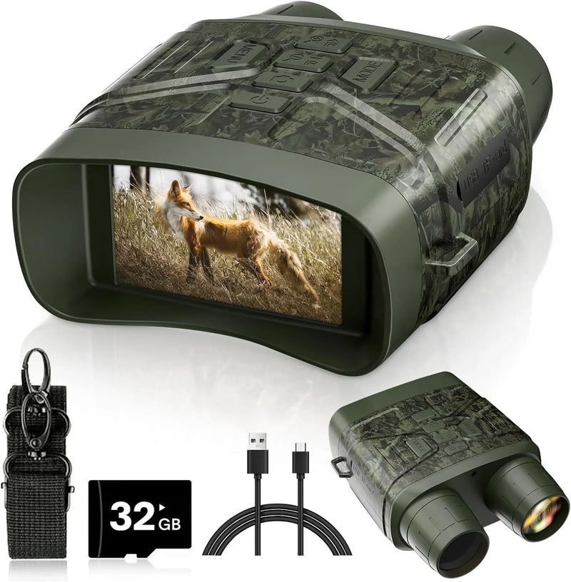 Night Vision Goggles - 4K Night Vision Binoculars with 5000mAh Rechargeable Battery, 32GB TF Card can Save Photo and Video, 3'' HD Screen for Camping & Security, Black M6961