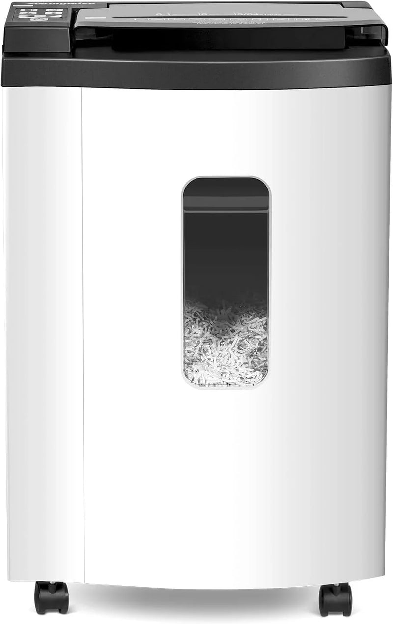 150 Sheet Auto-Feed Micro Cut Paper Shredder for Home Office Use, P-5 Super High Security (5/64 x 19/32 inches), Large 6-Gallon Bin, 20-Min Continuous Run, 55dB Ultra-Quiet, White W7732