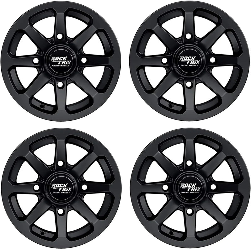 RT102 15in Wheels 15x7 4x137, 4 3 Offset, ATV UTV SxS Rims, Compatible with Can Am Commander Max Defender Max Pro Maverick X3 Maverick Trail, 4/137 Matte Black, Set of 4 W9751