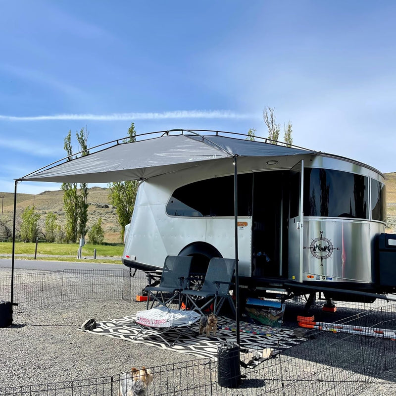 Sunshade portable roof tent, with dimensions of 9 feet by 7 feet, has a large shading area, is lightweight and durable, and is suitable for vehicles such as trucks, SUVs, vans, and camper vans (dark blue) H7856