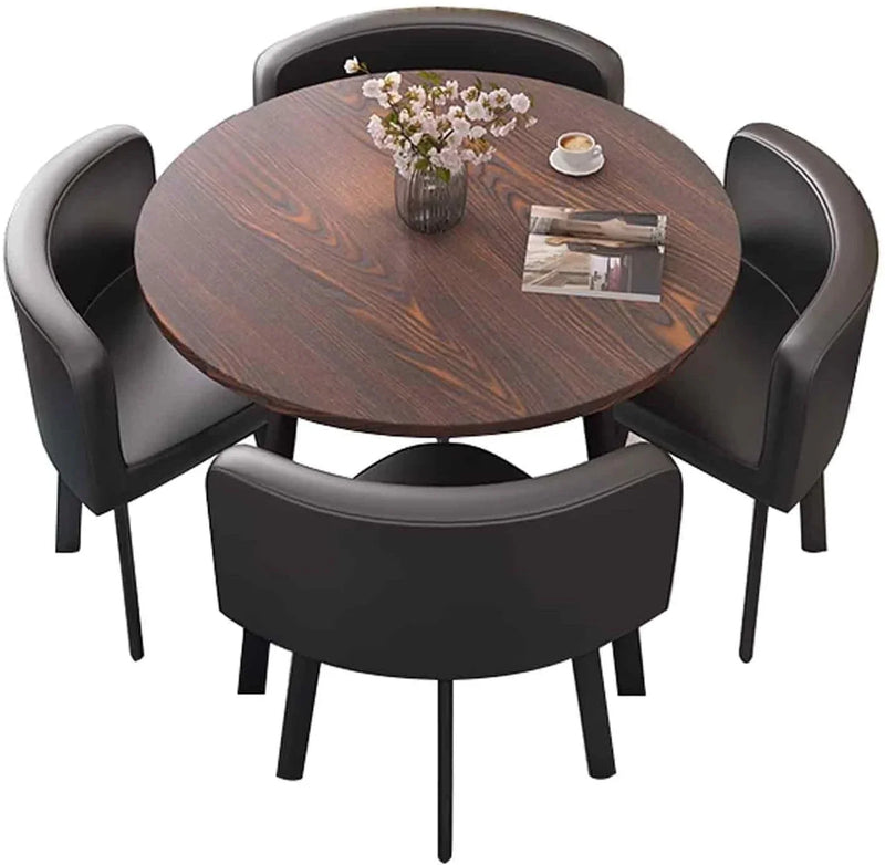 A 4-person conference table and chair set, office reception room club table and chair combination, suitable room / central area / farmhouse / home office, medieval style table and chair set E4463