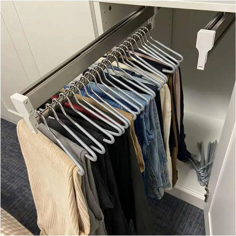 Floor-Standing Solid Wood Rotating Coat Rack，Adjustable Steel Clothes Rail - Extendable 30-80cm Garment Organizer for Closet Storage, Heavy-Duty 25kg Load Capacity, Space-Saving Hanger Rack J5493