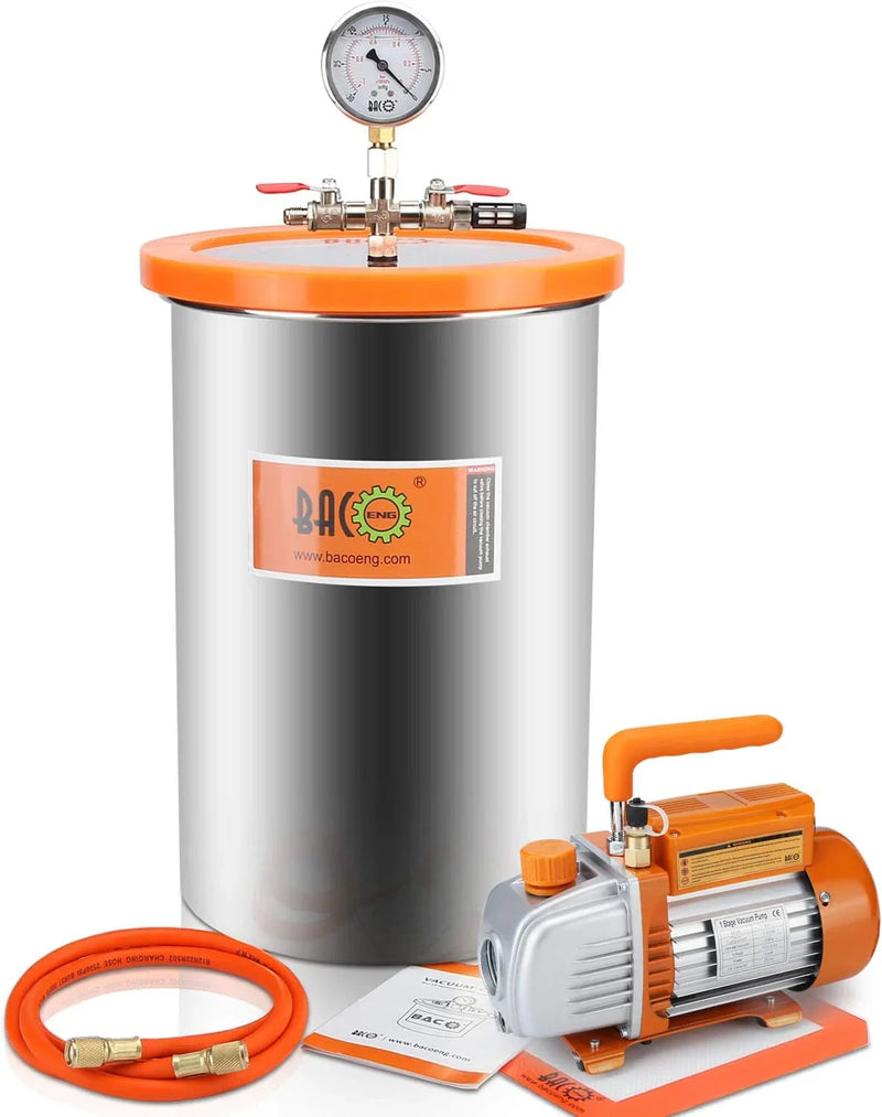 BACOENG 3 Gallon Vacuum Chamber Kit with 3.6 CFM 1 Stage Vacuum Pump HVAC Q1795