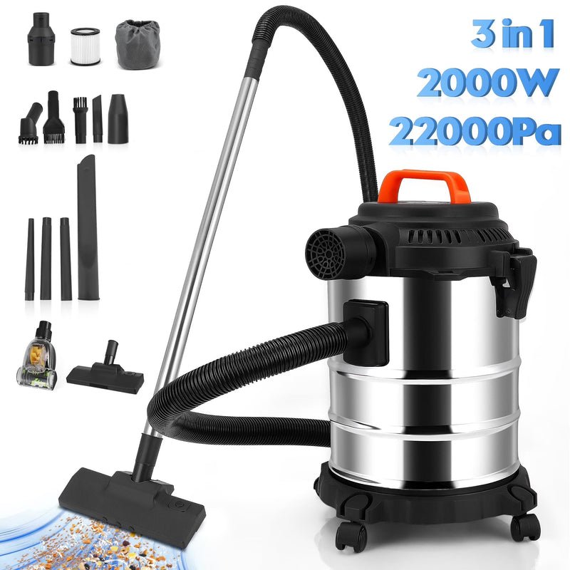 RELOIVE Wet Dry Vacuum,4.5 Gallon 2000W 6.5 Peak HP,3-in-1 Stainless Steel Shop Vacuum Wet and Dry,with Filter and Attachments for House Garage... F4417