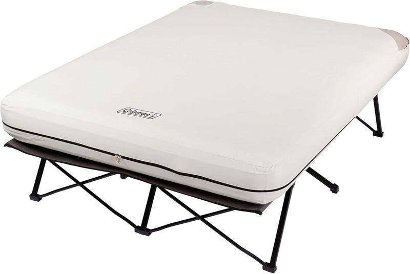 Camping bed, inflatable mattress and air pump set | Foldable camping bed and inflatable bed, equipped with side table and battery-powered air pump M6355