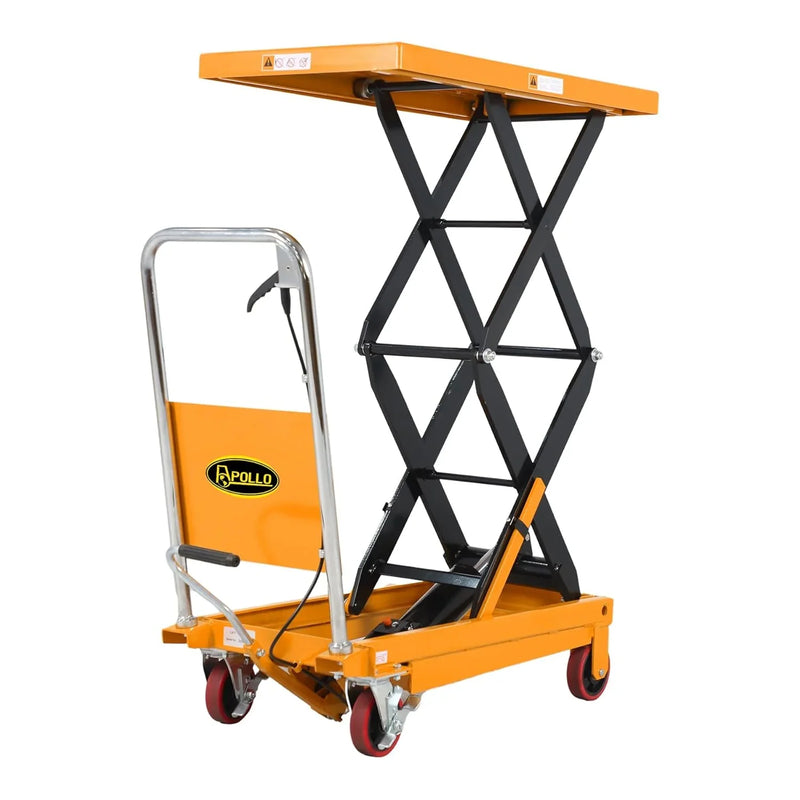Hydraulic Lift Table Cart – 770 lbs Capacity, 51" Max Height, Double Scissor Lift with Safety Guard & 4 Wheels G2112