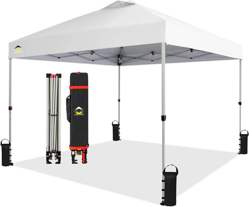 Crown Shades 10*10 Pop up Canopy Outside Canopy, Patented One Push Tent Canopy with Wheeled Carry Bag H8117