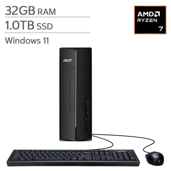 Acer Aspire Slim Desktop, AMD Ryzen 7 7730U - 32GB RAM, 1TB SSD E0039