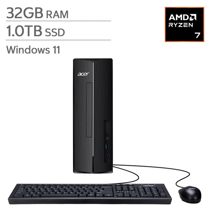 Acer Aspire Slim Desktop, AMD Ryzen 7 7730U - 32GB RAM, 1TB SSD E0039