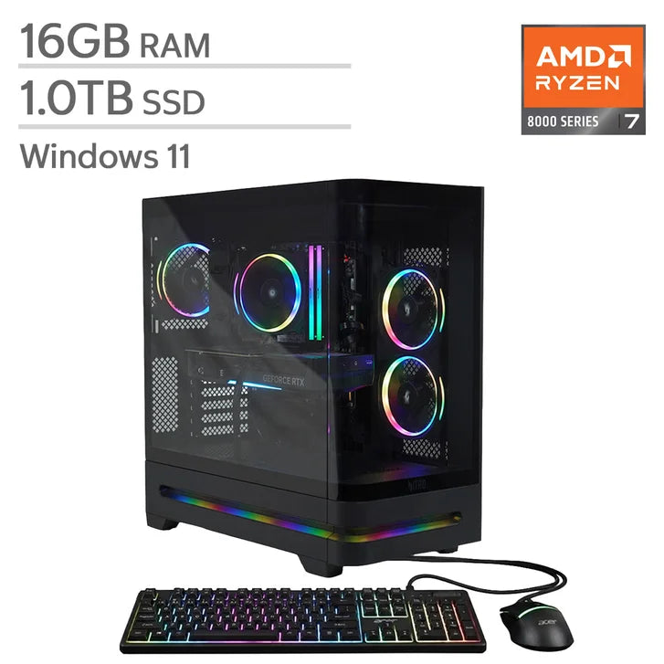 Acer Nitro 85 Gaming Desktop, AMD Ryzen 7 8700F - 16GB RAM, 1 TB SSD, NVIDIA GeForce RTX 5060 L6741
