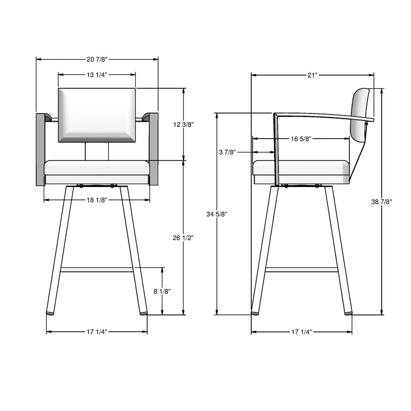 Akers Swivel Counter Stool with Padded Backrest, Multiple Colours, 26-in N0526