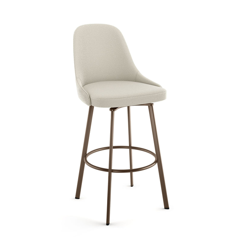 Harper Swivel Counter Stool with Backrest, Bronze Frame & Cream Fabric, 26-in N6004
