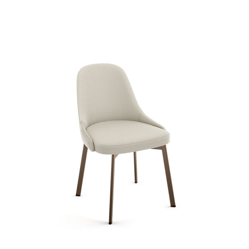 Harper Upholstered Dining Chair, Boucle Polyester Fabric & Bronze Metal Frame L9452