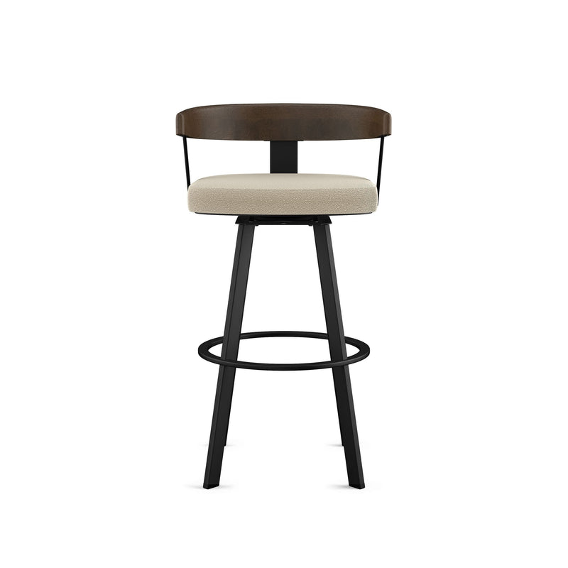 Lars Wood Swivel Counter Stool with Backrest, Black Frame, 26-in E8066