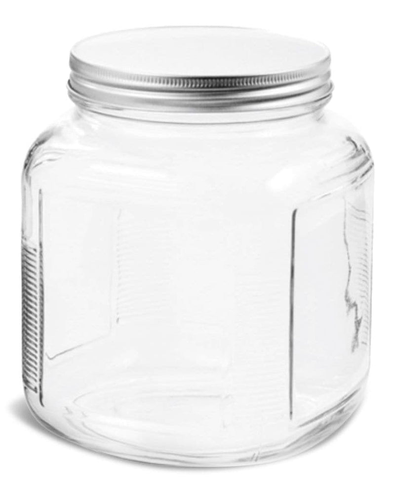Cracker Glass Food Storage Jar with Silver Lid, 2-qt, Clear & Durable Glass K3297