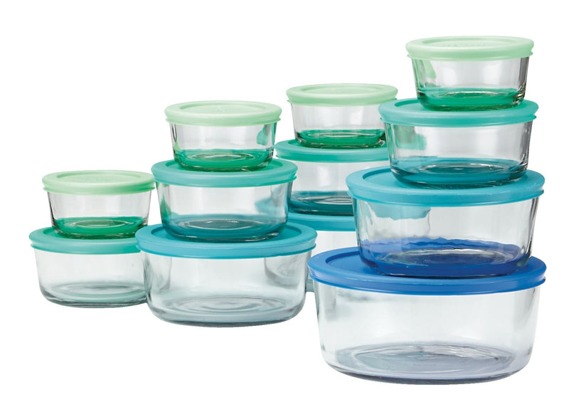 Glass Food Storage Set with Lids, Assorted Sizes, 12 Count E8040