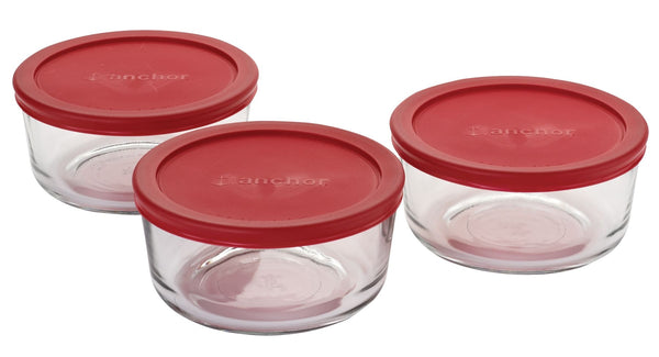 Glass Round Storage Container Set with Lids, 3 Count F2608