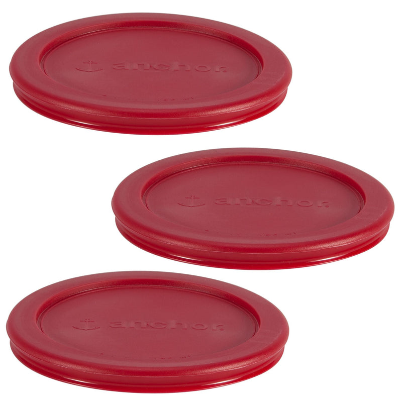 Plastic Lid Set, Red, 3-pc x 2-Cup I5603