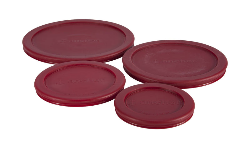 Plastic Lid Set, Red, Assorted Sizes, 4-pc N3146